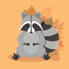Fototapeta na wymiar Background raccoon animal autumn vector illustration