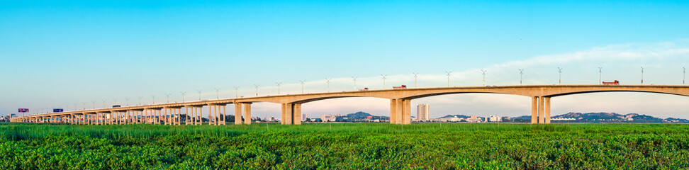 Cement bridge in the evening.