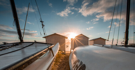 Cabine de plage sur l'île de Noirmoutier en Vendée, France.