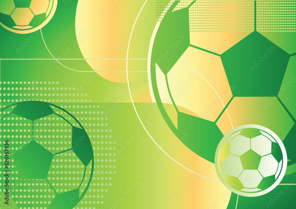 Wall mural sporty bright background with soccer balls and gradient colors. vector illustration