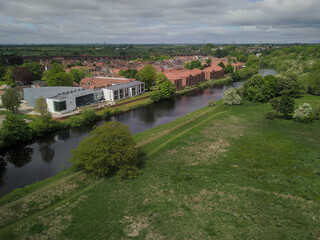 Fototapeta na wymiar Drone footage of the River Tees near Yarm, North Yorkshire