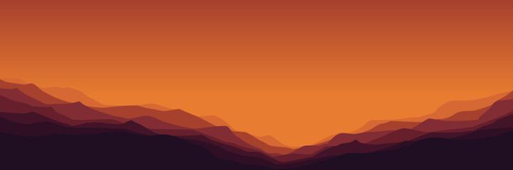 mountain landscape nature sunset vector illustration good for wallpaper, background, backdrop, banner, adventure, travel, web, ui, and design