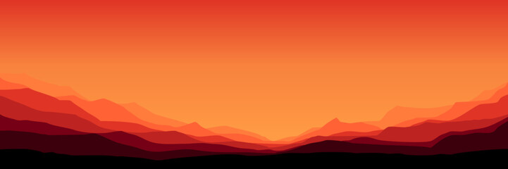 mountain landscape nature sunset vector illustration good for wallpaper, background, backdrop, banner, adventure, travel, web, ui, and design