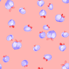 Seamless pattern with hand-drawn peaches