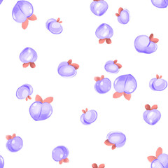 Seamless pattern with hand-drawn peaches