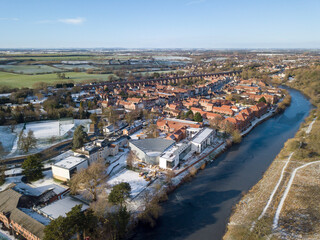 aerial view of the small market town of yarm in teesside