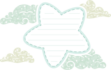 sticky star note letter with pastel coloring for writing