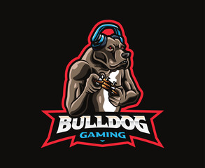 Bulldog gamer mascot logo design