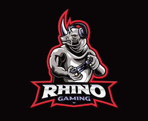 Rhino gamer mascot logo design