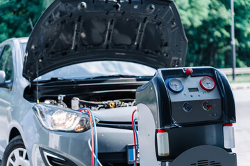 Car condition air ac repair service. Check automotive vehicle conditioning system and refill...