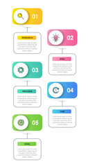Vertical infographic design with icons and 5 options or steps. Thin line. Infographics business concept. Can be used for info graphics, flow charts, presentations, mobile web sites, printed materials.