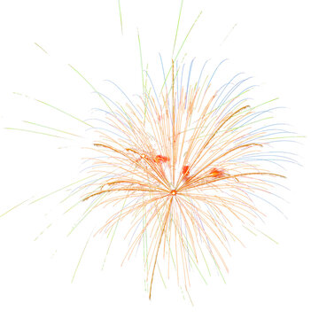 Red, orange and blue fireworks overlay