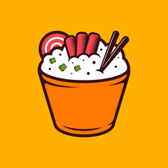Japanese Rice Bowl Vector Illustration