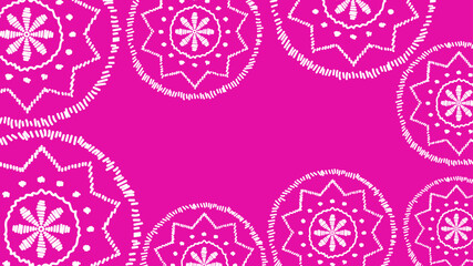 Vector. Web banner, poster, cover, splash screen, social media with copy space for text. Perforated bright patterns Papel Picado pattern hand-drawn on a colored background. Spanish Heritage Month.