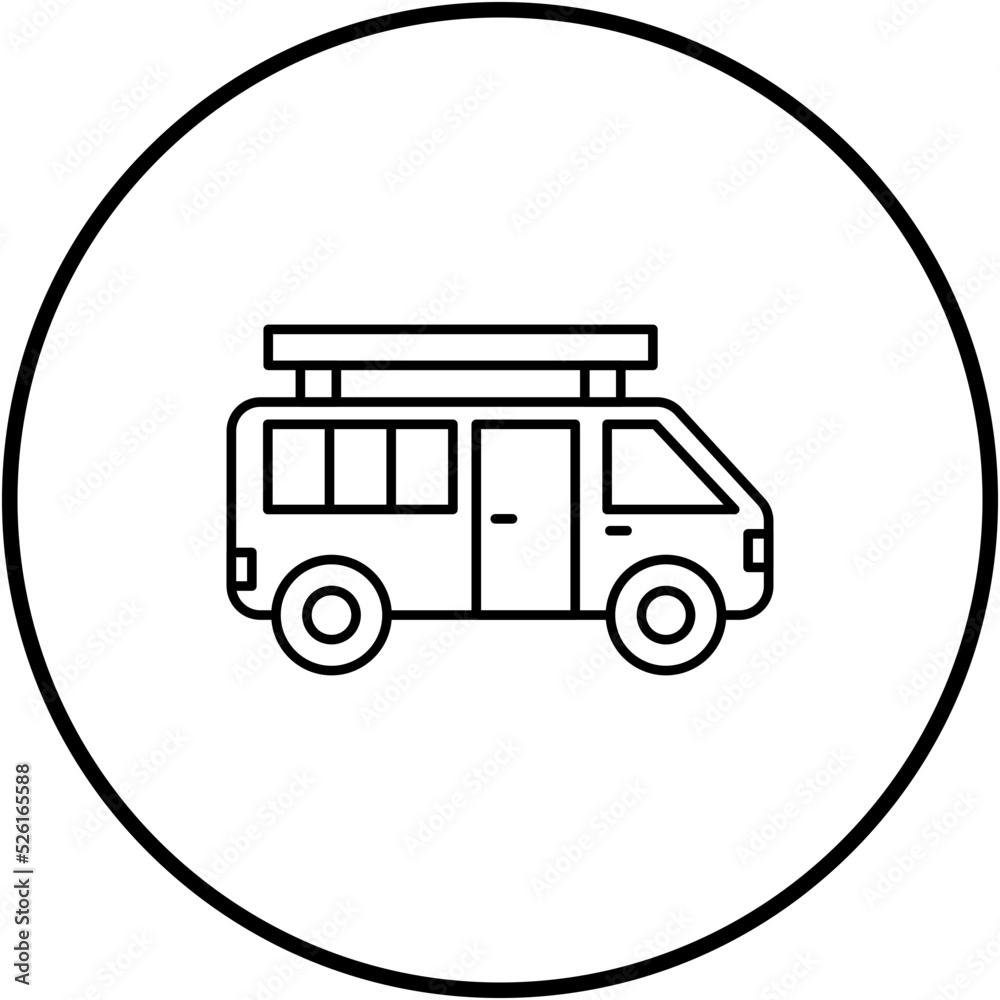 Wall mural Camping Car Line Icon