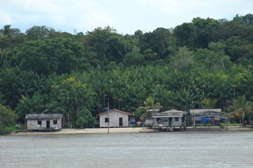 Fototapeta na wymiar Casas ribeirinhas na margem do rio amazonas 