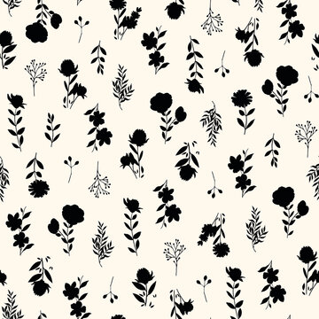 Black Flowers Seamless Pattern