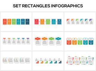 Fototapeta na wymiar Set rectangles infographics with 4, 5, 6 steps, options, parts or processes. Business data visualization.