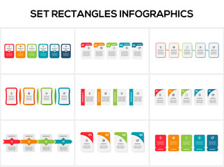 Fototapeta na wymiar Set rectangles infographics with 4, 5, 6 steps, options, parts or processes. Business data visualization.