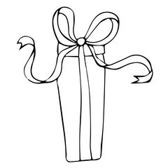 hand-drawn doodle illustration for gift card gift box