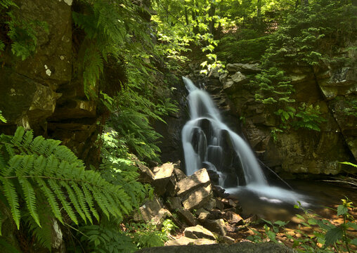 The mountain waterfall "Kaskady Rodła" in Poland