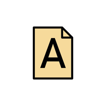 file, word A icon. Can be used for web, logo, mobile app, UI, UX on white background