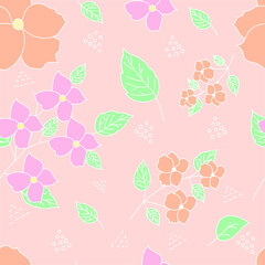 Floral Seamless Pattern with hand drawn flowers