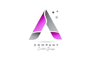 A pink grey alphabet letter logo icon design with dots. Creative template for company and business