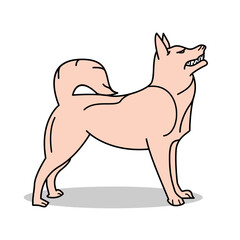 Hand drawn minimalist kintamani dog gurgling up side view