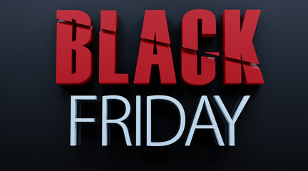 Black Friday sale label slice. 3d Render. Promotional marketing discount event, Design element for sale banners, posters, posts, cards.