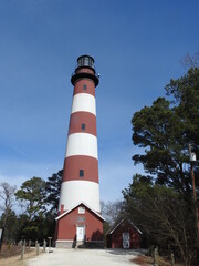 The Assateague Island Lighthouse located within the Chincoteague National Wildlife Refuge on Virginia's Eastern Shore.