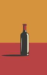 Vintage style wine bottle illustration.