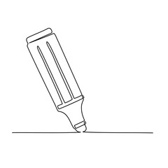 Continuous one line drawing of felt tip pen. Marker, vector illustration