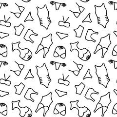 Seamless pattern with women swimsuit and bikini line icons. Vector illustration