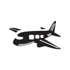 Passenger carrier aircraft icon | Black Vector illustration |