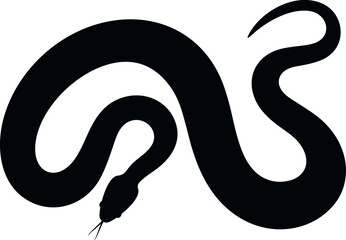 Snake silhouette. Isolated snake on white background