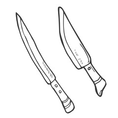 Kitchen knife sketch vector. Cooking concept