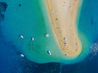 Beautiful aerial view of the Zlatni Rat Golden Horn Beach in Croatia.  Perfect for a background.