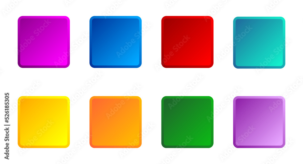 Wall mural rounded square buttons collection set vector various color gradient
