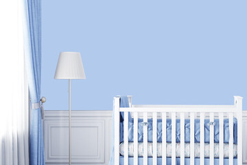 Nursery mockup, blue wall mockup in kids room