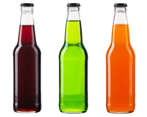 Bottle of soda. Glass bottle of cold green drink. Non alcohol soft drink. Glass bottle without label good for mockup. Non caffeine drink. High quality and resolution photo. Isolated white background