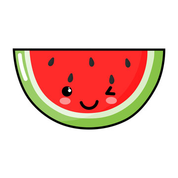 Kawaii Watermelon slice icon.