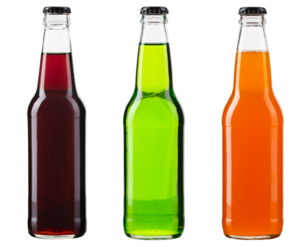 Bottle of soda. Glass bottle of cold green drink. Non alcohol soft drink. Glass bottle without label good for mockup. Non caffeine drink. High quality and resolution photo. Isolated white background