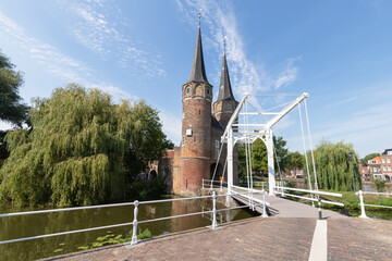 City gate De Oostpoort (Eastern Gate ) in the historic dutch old town of Delft.