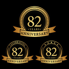 82 years anniversary logo collections. Set of 82nd Anniversary logotype template. Vector and illustration.