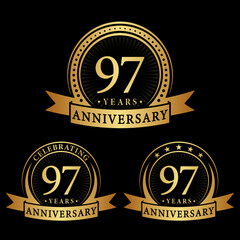 97 years anniversary logo collections. Set of 97th Anniversary logotype template. Vector and illustration.