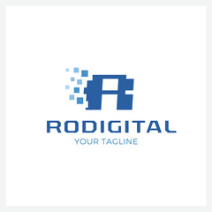 Letter R digital logo concept