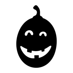 Halloween scary pumpkin spooky creepy vegetable icon.