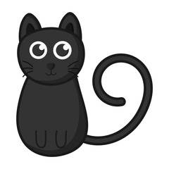 Halloween flat icon black cat.