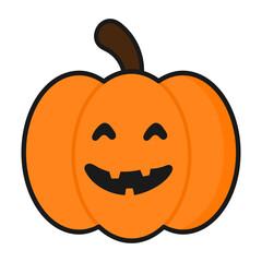 Halloween scary pumpkin spooky creepy vegetable icon.